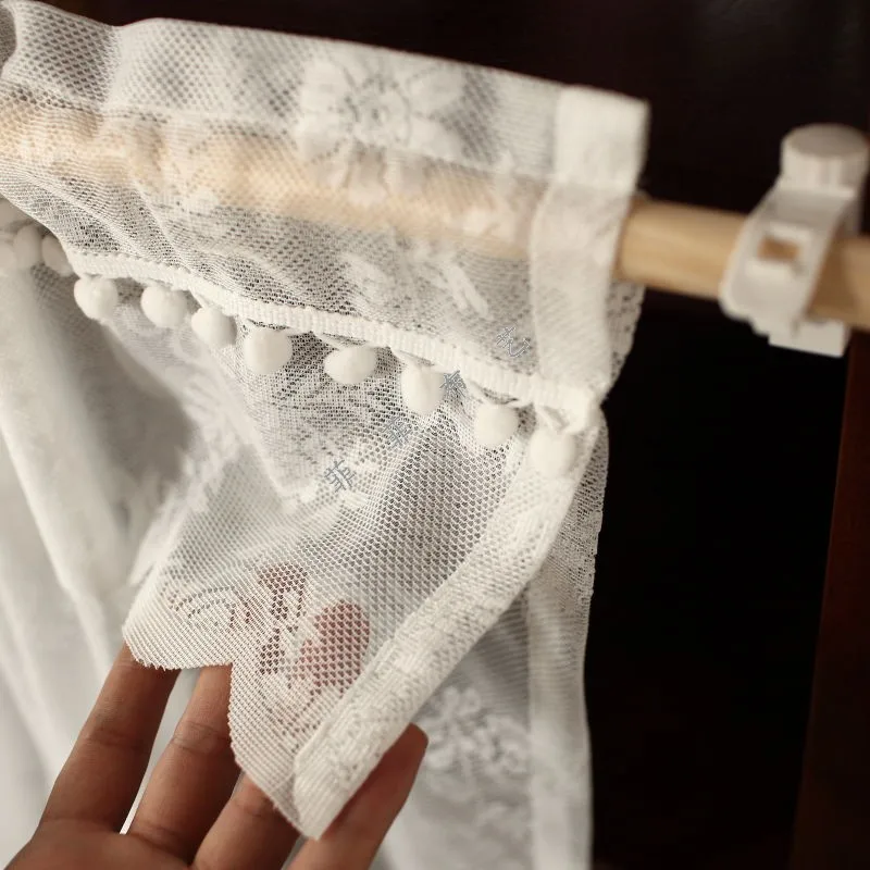 1 шт. карманная белая кружевная Короткая занавеска для кухни кафе двухслойная