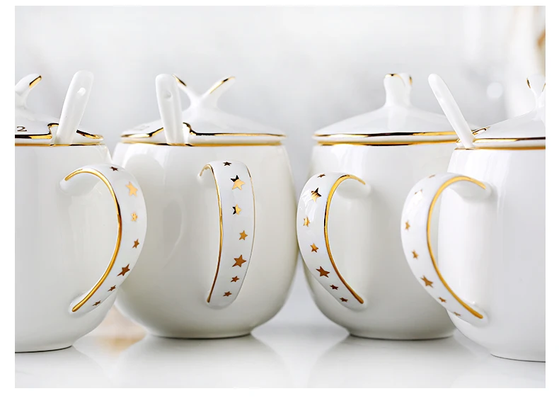 12 Constellation Mugs ceramic lid with spoon bone porcelain milk breakfast cereal couple cups birthday gift gifts 410ML | Дом и сад