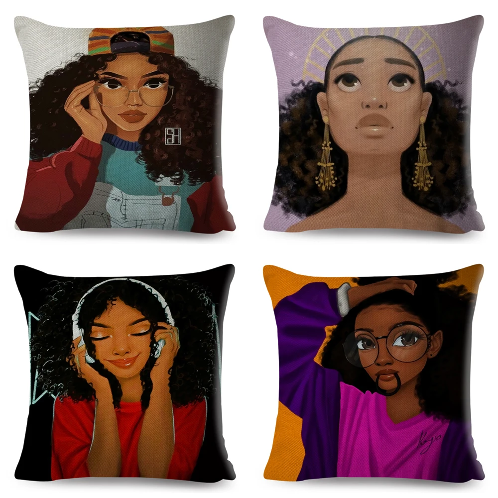 Чехол для подушки с красивой Африканской девушкой декоративный красочный