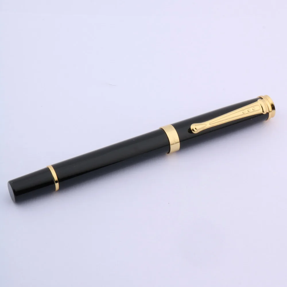 Роскошные офисная металлическая авторучка черный золотой отделкой фуде перо