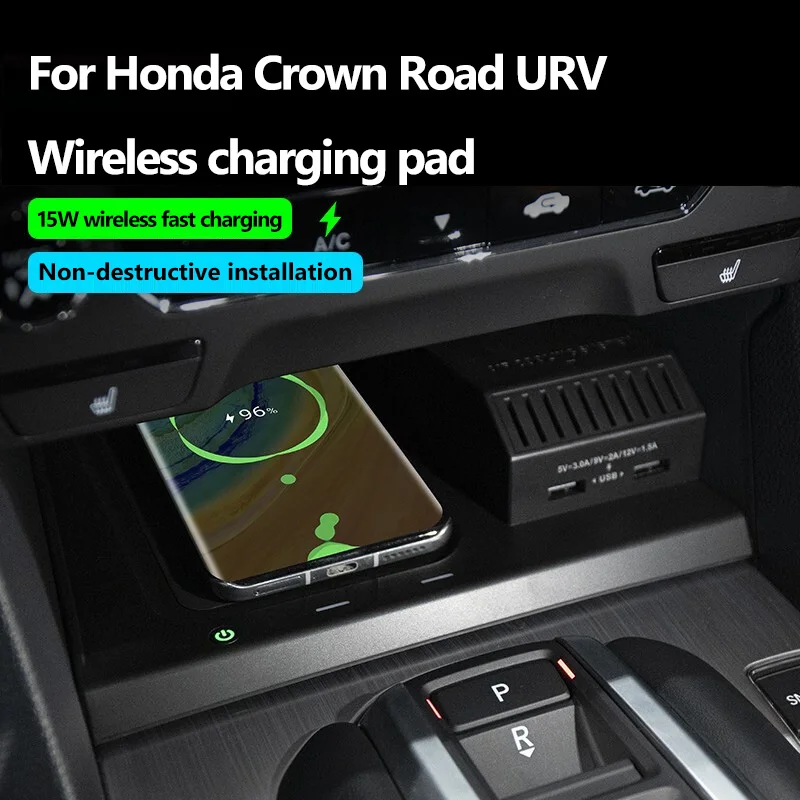 

Быстрая зарядка, беспроводное зарядное устройство QI для Honda Crown Road URV 2016-2021, автозапчасти, USB-прикуриватель