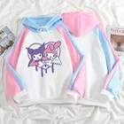 Kawaii Sanrioed одежда мультфильм My Melody Kuromi плюшевая толстовка одежда в Корейском стиле Женская толстовка с капюшоном куртка подарок на день рождения