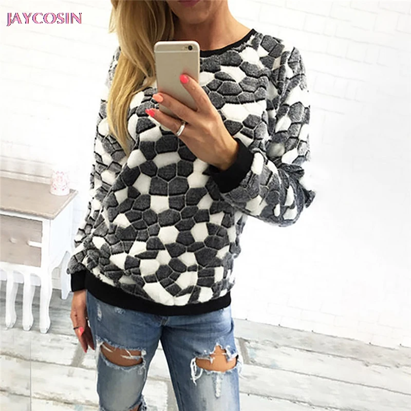 JAYCOSIN 2019 свитер с каменным принтом модный Женский Повседневный круглым вырезом