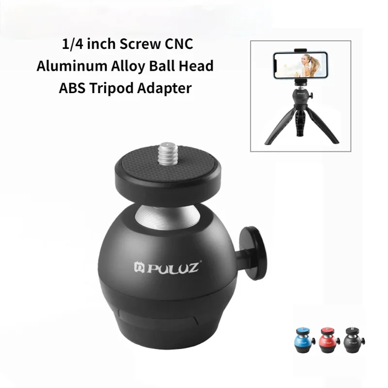 

1/4 Inch Screw CNC Aluminum Alloy Ball Head ABS Tripod Adapter for Action Camera Smartphone Accessories