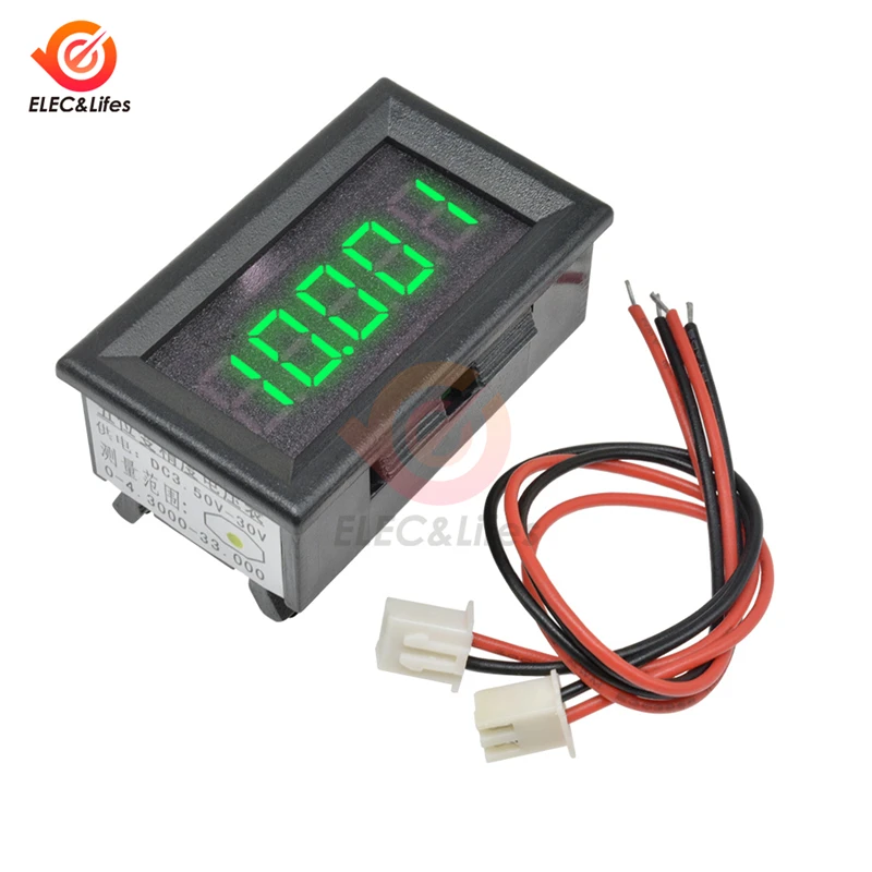 

DC 0-4.3000-33.000V 5 Digit 3 Wires LED Digital Voltmeter Voltage Meter Volt Detector Tester For Car Panel Red Blue Yellow Green