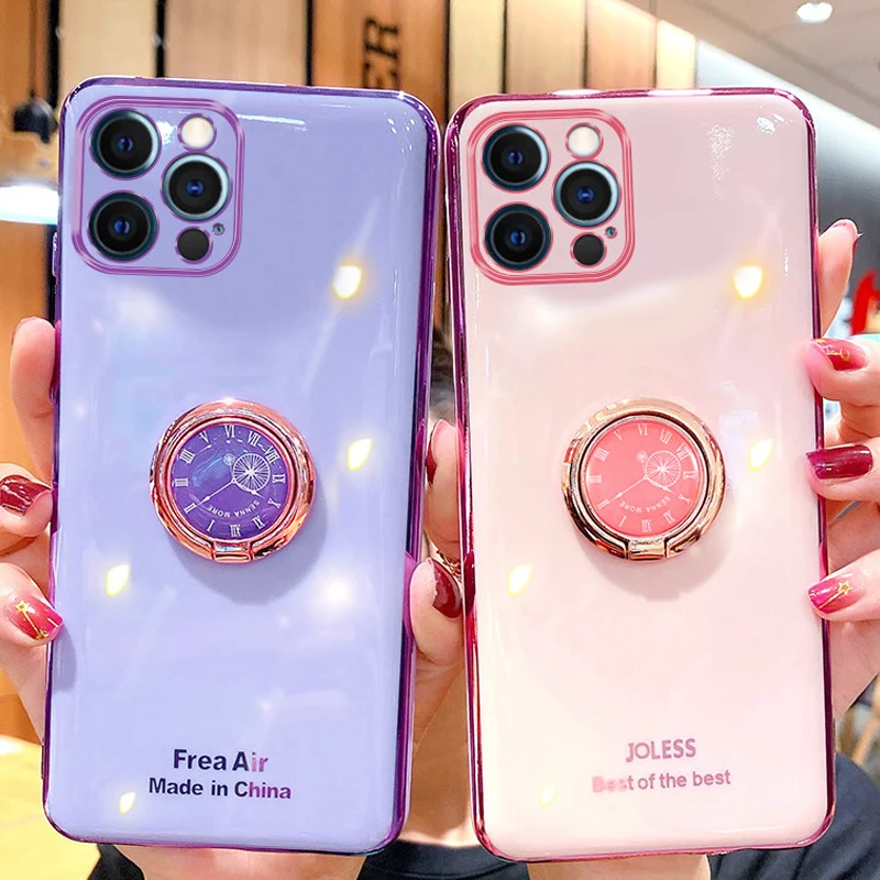 Чехол с гальваническим покрытием 6D кольцом на палец для Huawei Y7A Y5 Y6 Y7 Y7P Y9 Y9S Prime P Smart S