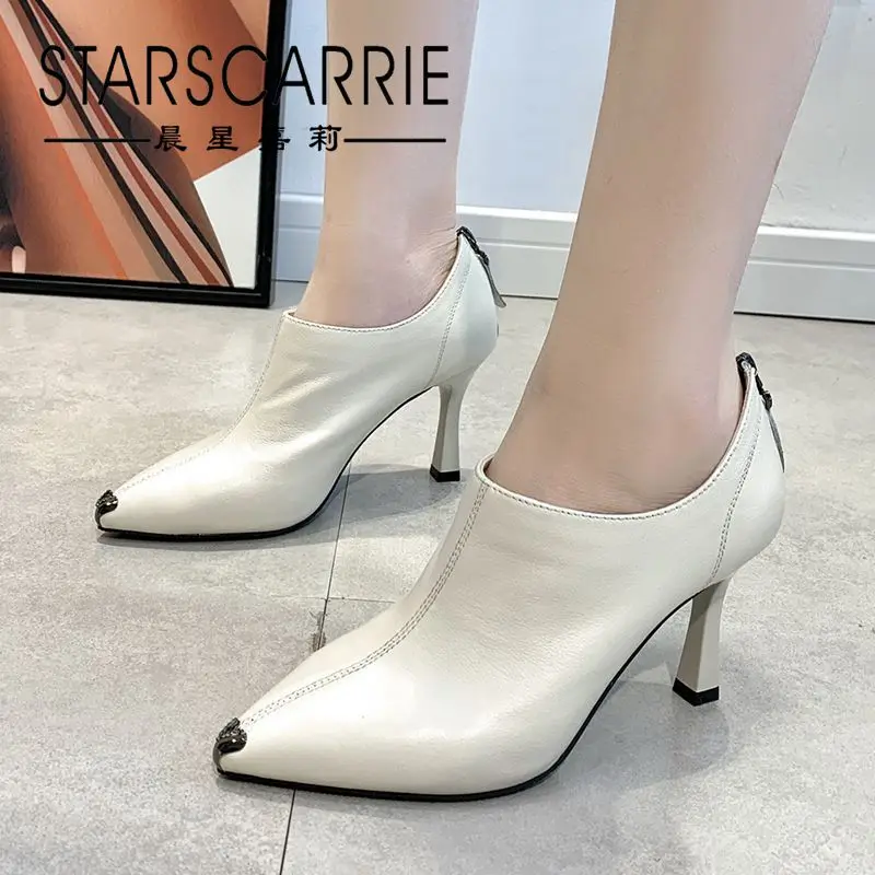 

High heeled bare boots women's new top leather pointed high heeled fashion shoes in spring 2021