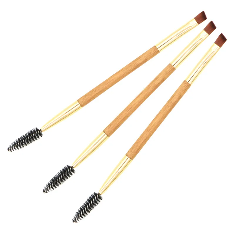 

Single double-headed eyeshadow brush, eyelash comb, wood color beauty tool