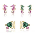 серьги 2021 тренд новинка  серьги женские  пирсинг обманка  jewelry  Горячая Распродажа милые Стразы морская лошадь рыба маленькие серьги-гвоздики для женщин девушек подростковые хрустальные серьги 2021 модный подарок