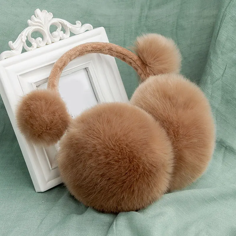Зимние наушники с искусственным мехом однотонные цветные ушные складки складная