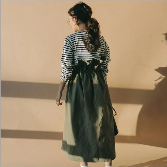 2020 новая модель чистый хлопок зеленые широкие длинные юбки с оборками высокая