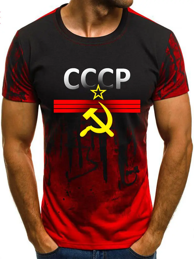 

2022 Newest Mens T-Shirt CCCP Russian T Shirts Men USSR Soviet Union Man Short Sleeve Tshirt Moscow Mens Tees O Neck Tops XXS-6X