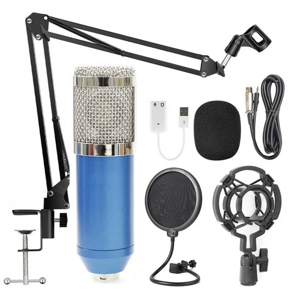 

BM-800 конденсаторный аудио 3,5 мм проводной Студийный микрофон для записи вокала KTV микрофон для караоке Набор микрофона с подставкой для комп...