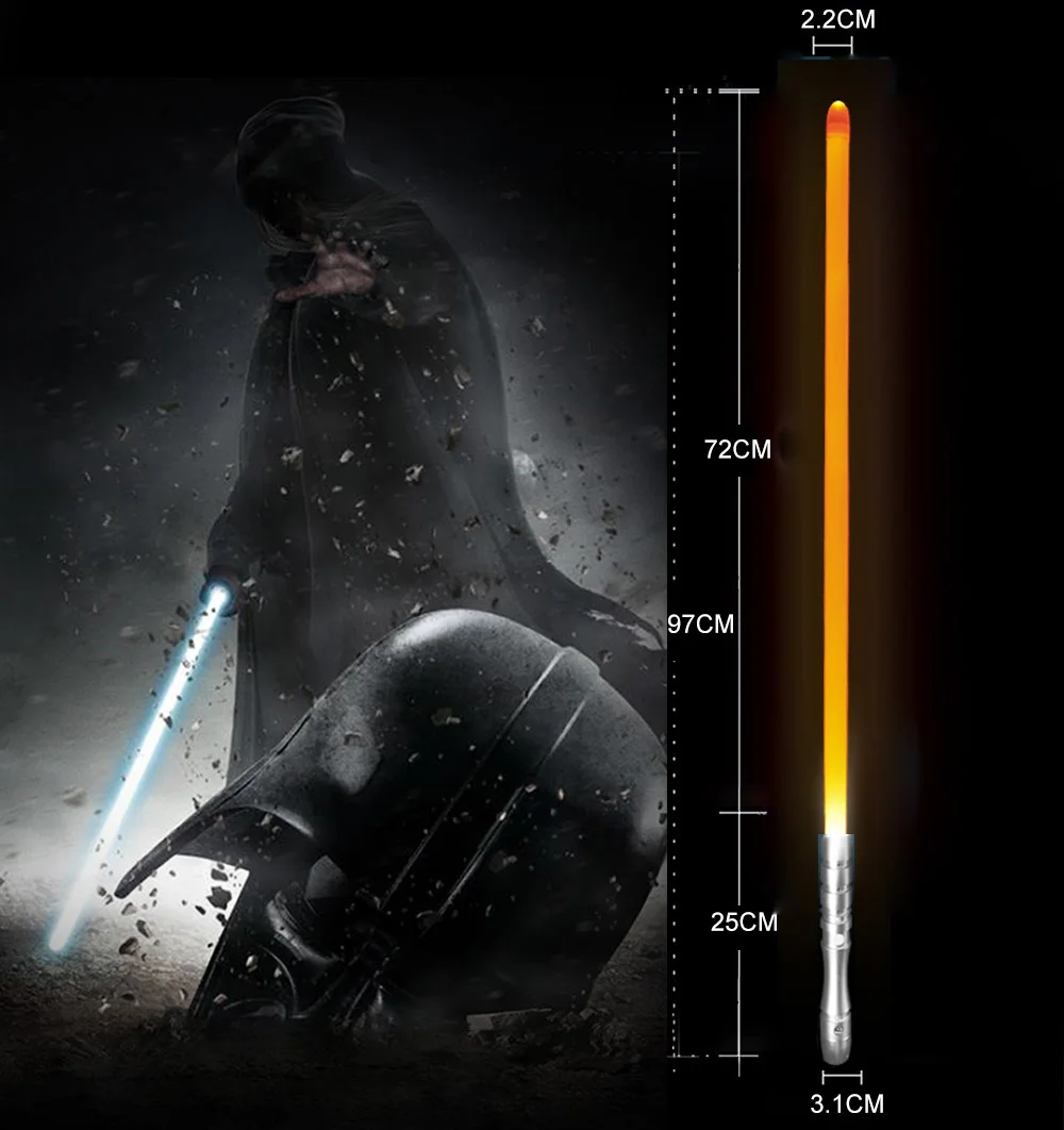 silver HD orange Светильник saber со звуковым сигналом, светильник Jedi Sith Luke, подвесной светильник Saber Force, изменяющий цвет, с металлической ручкой - Цвет: silver HD orange