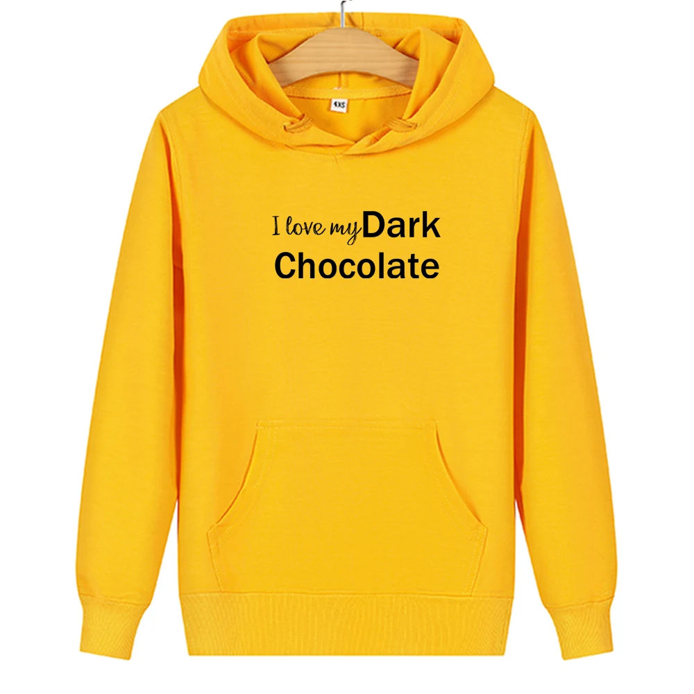 Осень 2020 толстовки с надписью I Love Dark Chocolate женский и мужской свитшот худи для