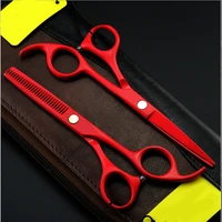 red color hair scissors 5 5 inch hairdressing and cutting scissors set salon barber scissors