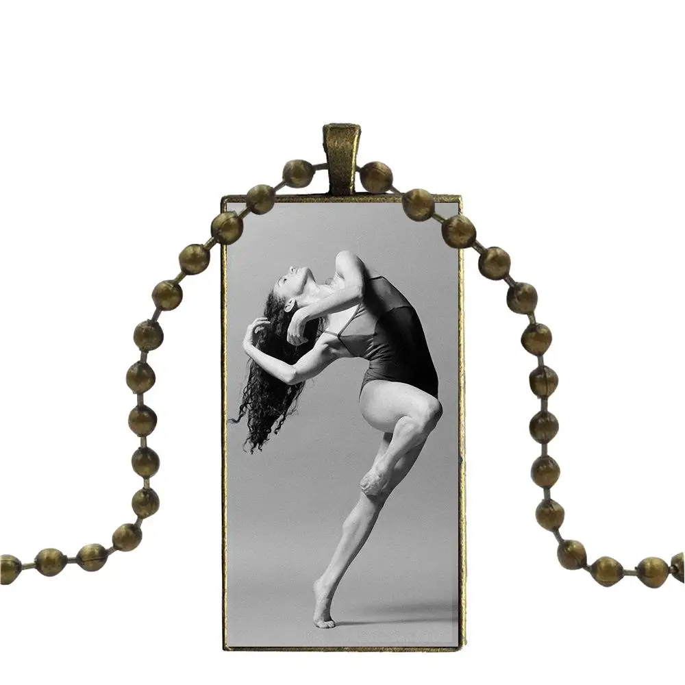 Tumblr танцор для женщин Девушка подарок ожерелье с бронзовым покрытием стекло