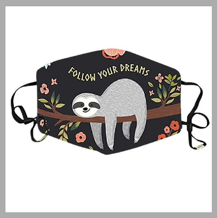 

10pcs/lot Fashion Animal sloth Pattern Masks Comfortable Breathable Face Mask