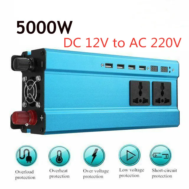 

Car Inverter DC 12V/24V To AC 220V 5000W Max Power Inverter Voltage Convertor Transformer Car Power Inverter USB Charge