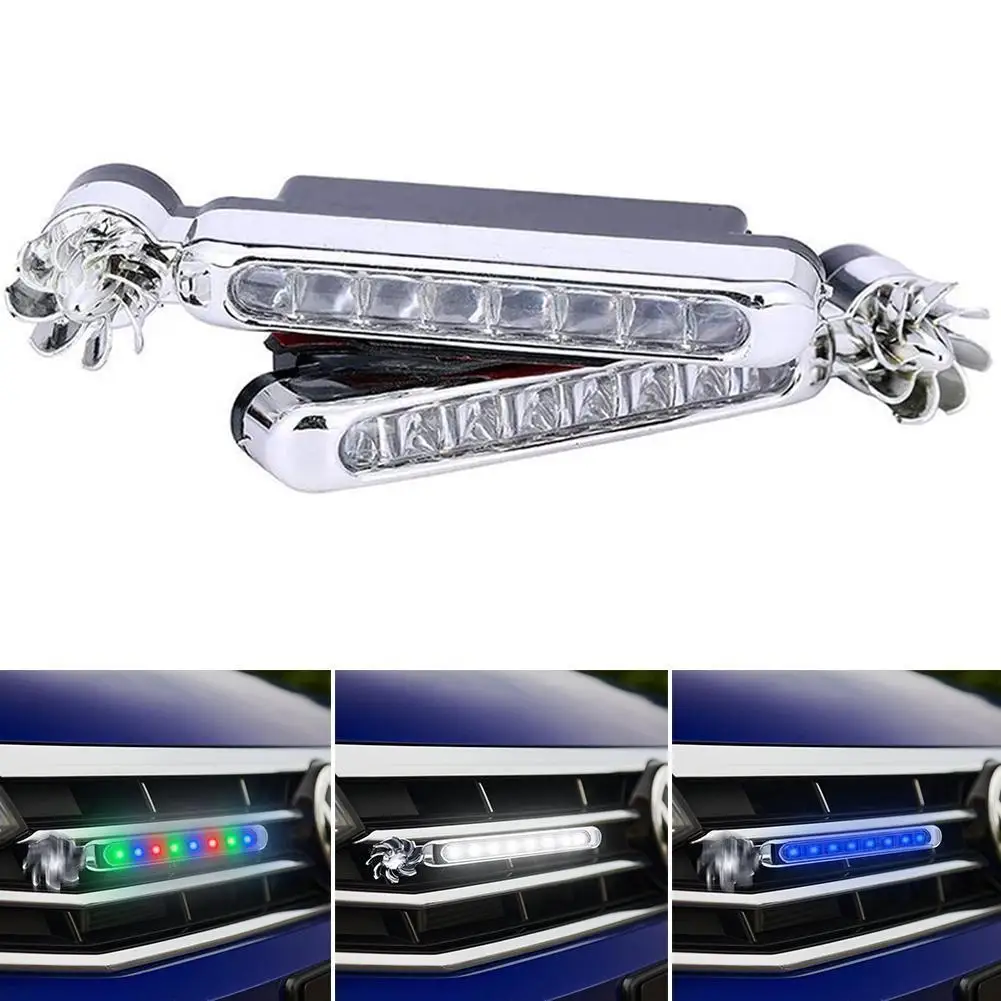 

2Pcs Universal Wind Powered 8 LED Car DRL Daytime Running Light Fog Warning Auto Head Lamps