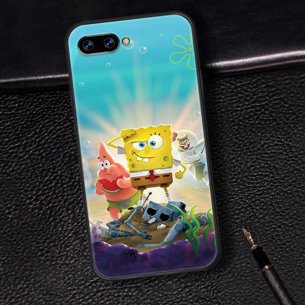 

Cute Cartoon SpongeBobo Phone Case Cover Hull For HUAWEI Honor 6A 7A 7C 8 8A 8S 8x 9 9x 10 10i 20 Lite Pro black Cover Pretty