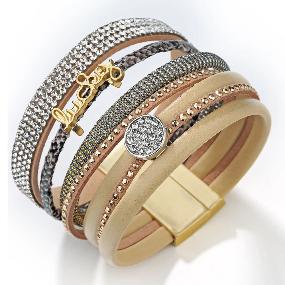 Pulseras Mujer, модный кожаный браслет, магнитные браслеты и браслеты для женщин и мужчин, ювелирное изделие, очаровательный Pulseira masculina