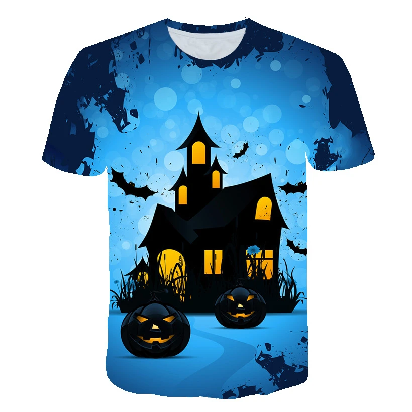 

Детские футболки с 3D принтом на Хэллоуин, веселая Одежда для девочек и мальчиков, детская одежда, уличная мода, новые футболки с круглым выре...