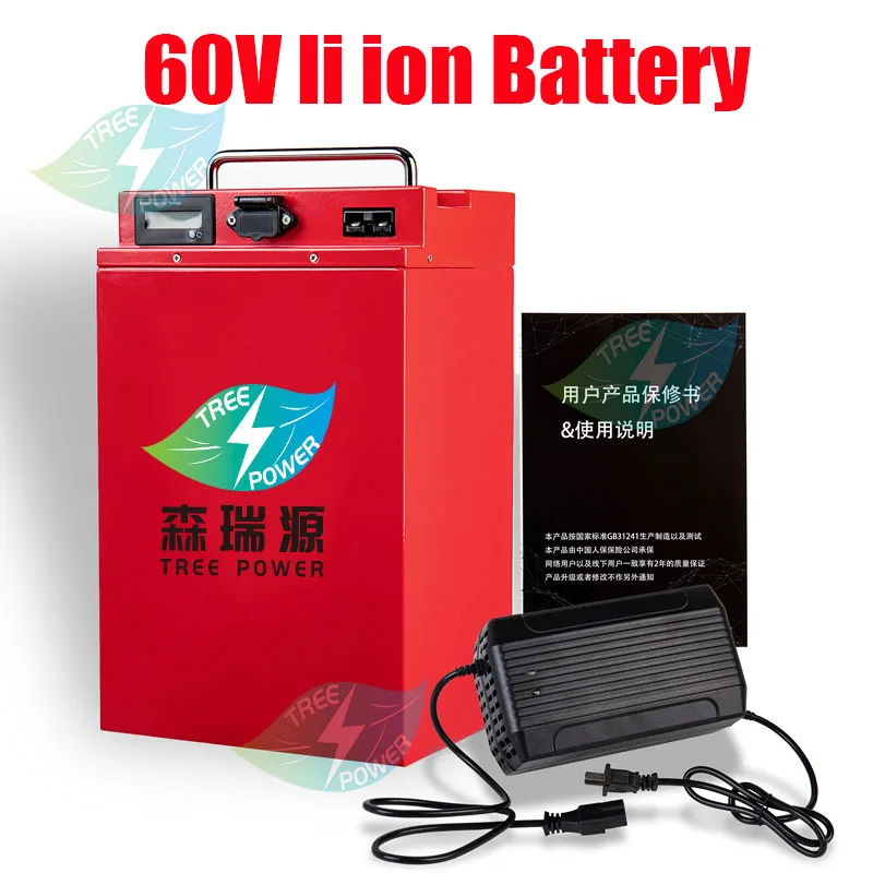 

17S 62.9V 60V 40AH 50Ah 60Ah Scooter Motorcycle Ebike Lithium Battery 3000W BMS 60A Battery with 10A Charger