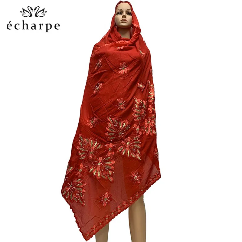 Новинка, африканские женские вышитые шарфы, хлопковый большой шарф для шали, шарф на распродаже