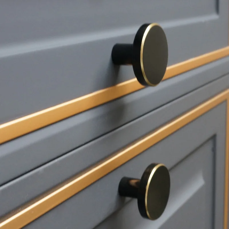 Современный латунный круглый Кухня шкаф ручки шкафа черный для ящиков мебельные