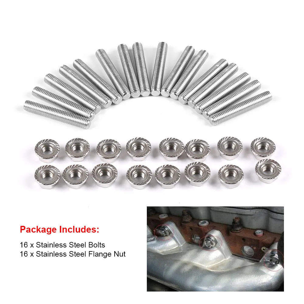 For Ford 4.6 5.4 Liter V8 Stainless Steel Exhaust Manifold Stud Nuts Kit 2 Manifolds N811313S431 | Автомобили и мотоциклы