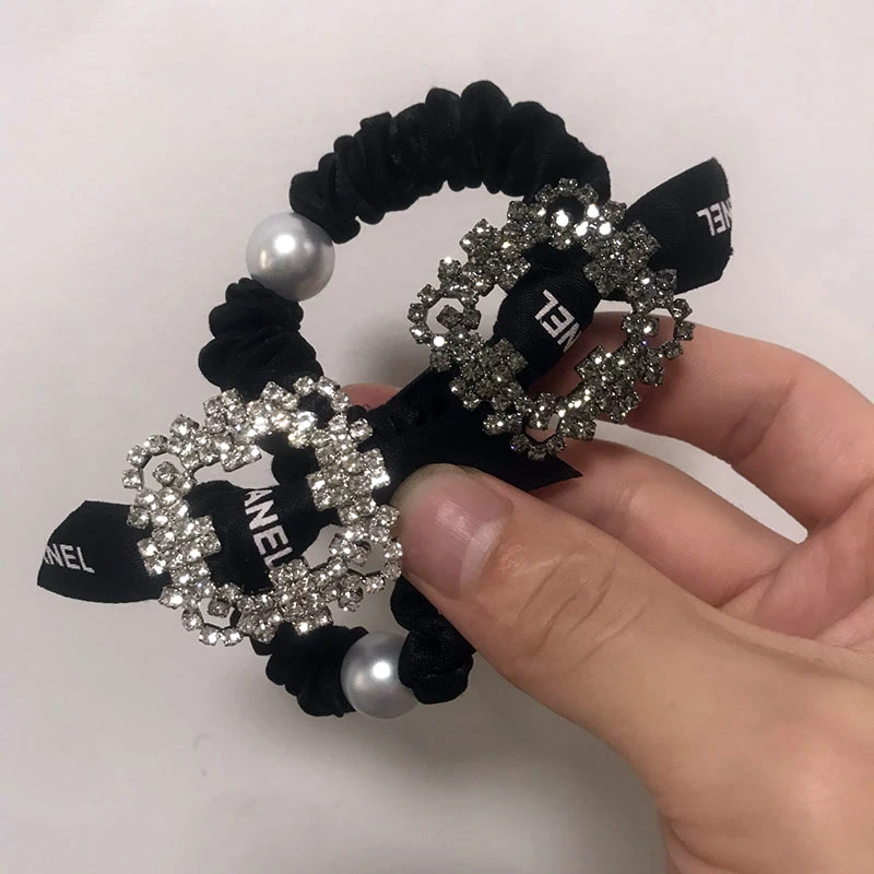 Роскошные резинки Стразы с жемчужным бантом эластичные для волос женщин и