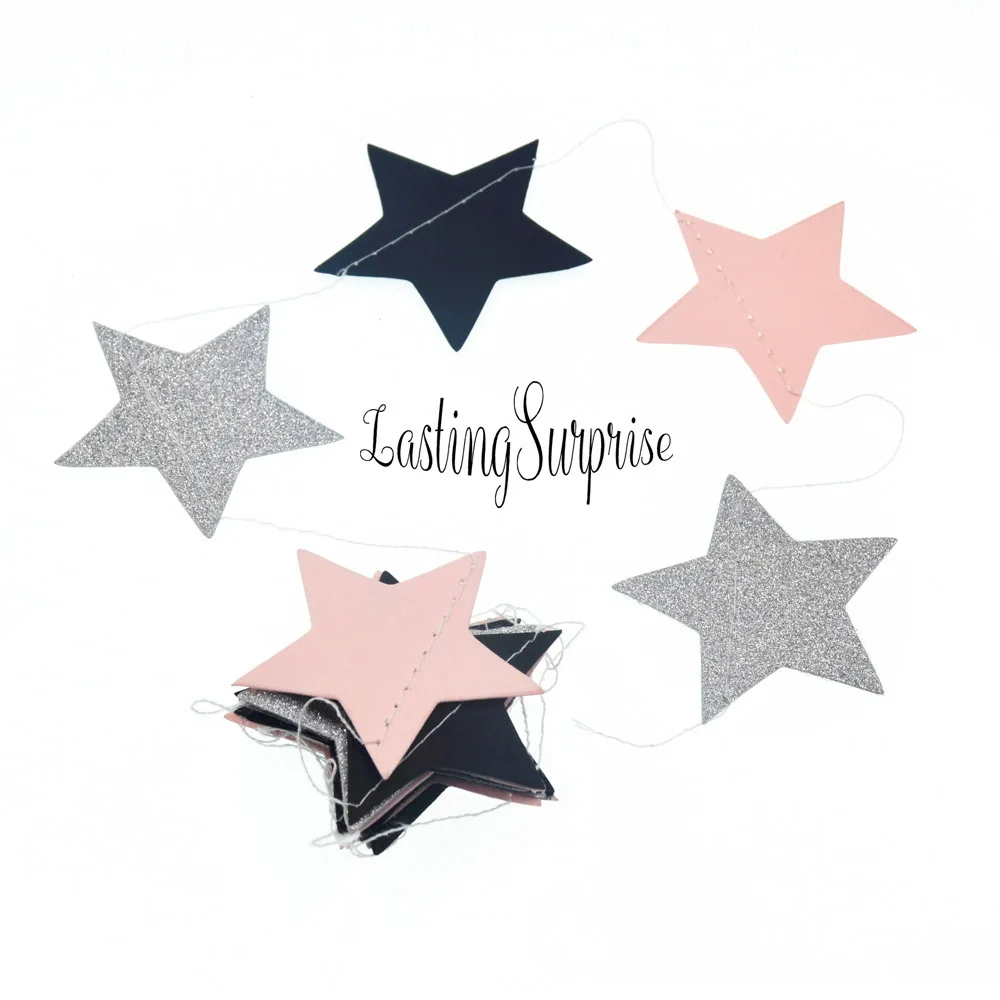 2 м * 5 см розовая черная серебристая блестящая Бумажная гирлянда круг блёстки для