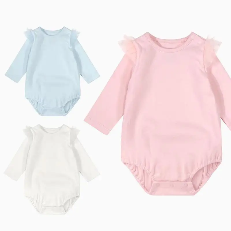 

2021 Newborn Baby Girls Bodysuit Long Sleeve Spring And Autumn Clothes Pink Cotton Climbing Jumpsuits 0-24m Princess Pajamas Ins