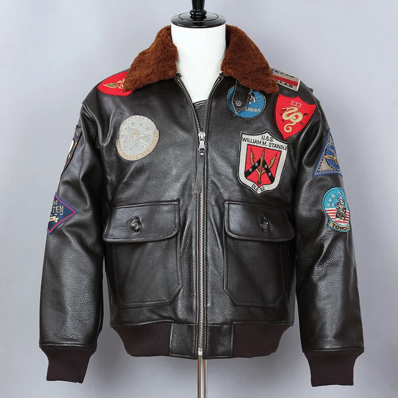 

AVIREX FLY Fashion Air Force Flight Jacket Genuine Leather Jacket Men Cowskin Bomber Jacket Men G1 Real Leather Winter Coat Male