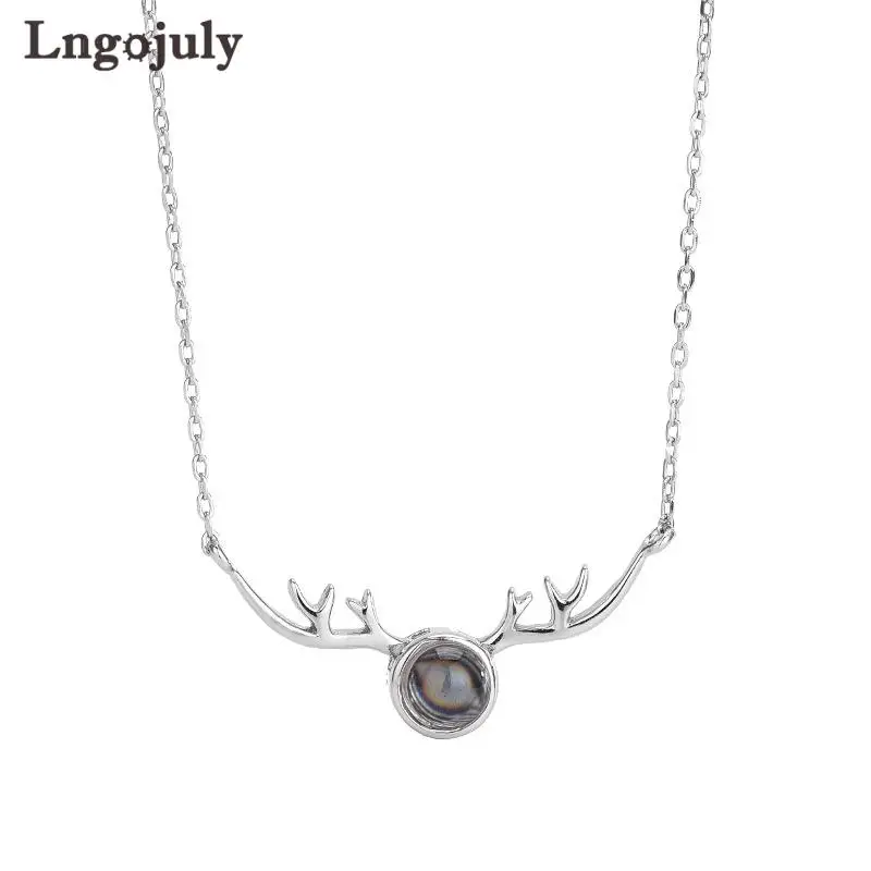 

Brand New 925 Sterling Silver Fine Jewelry 100 Languages I Love You Projection Deer Necklace For Women Girlfriend Jewelry Gifts