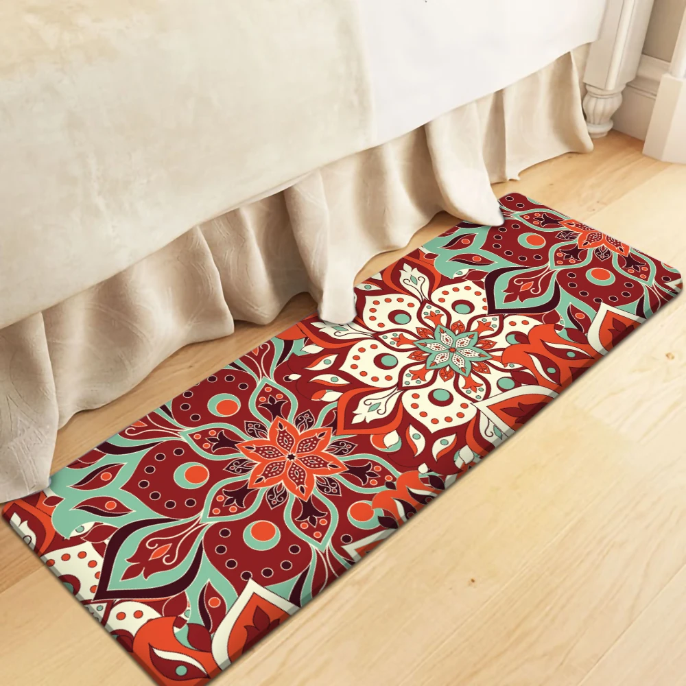 Горячая Распродажа Мандала красный ковер с цветочным узором на нескользящей
