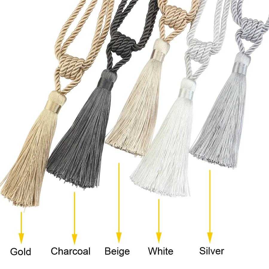 BEL AVENIR 1Pc Handmade Tassel Curtain Tieback Room Accessories Gold Buckle Rope Home Decoration Holdback Window Fringe | Дом и сад