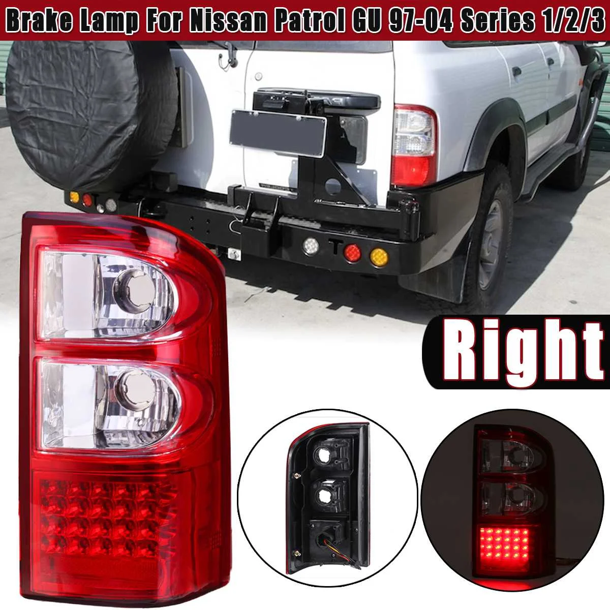 RIGHT Красный задний светильник для Nissan Patrol GU 1997 1998 1999 2000 2001 2002 2003 2004 серии 1/2/3 фонарь стоп-сигнала ABS задний фонарь светильник Настенный светильник - Цвет: RIGHT