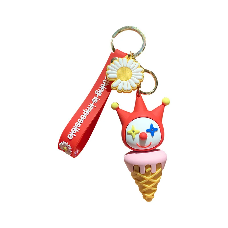 

New Colorful Clown Keychain Soft Rubber PVC Cute Dolls Shape Keychains Women Key Chain Car Key Ring Bag Pendant Jewelry