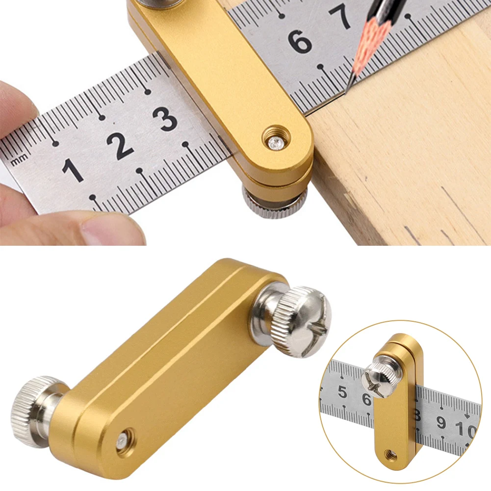 

Steel Ruler Positioning Block Aluminum alloy Scriber Line Marking Gauge Ruler Locator DIY Woodworking Scriber Measuring Tools