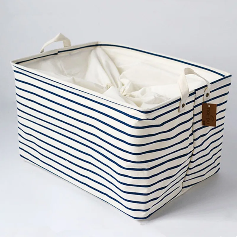 S/M/L хлопковая корзина для хранения в синюю полоску сумки детей игрушек грязной