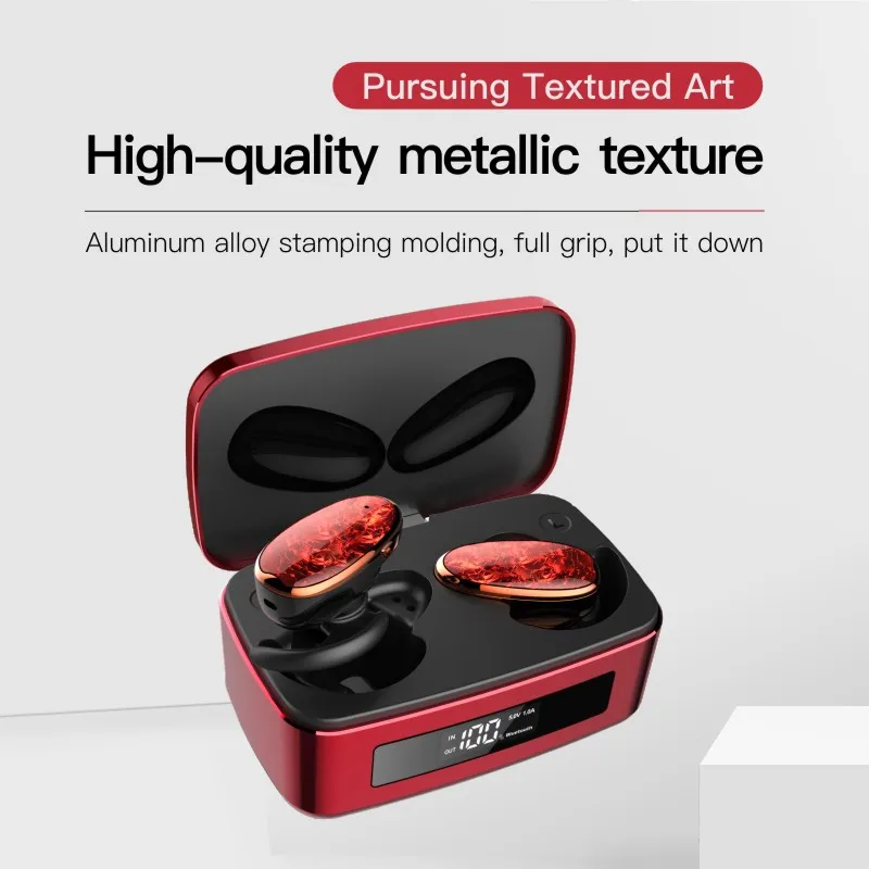 

Wireless Earbuds, Bluetooth Earphones with 800mAh TYpe c Charging Aluminum case LED Battery Display IPX5 Wireless Earphone