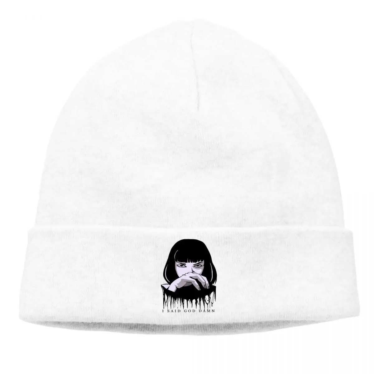 

I Said God Damn Bonnet Homme Outdoor Knitted Hat Pulp Fiction Black Comedy Crime Film Skullies Beanies Caps Creative Fabric Hats