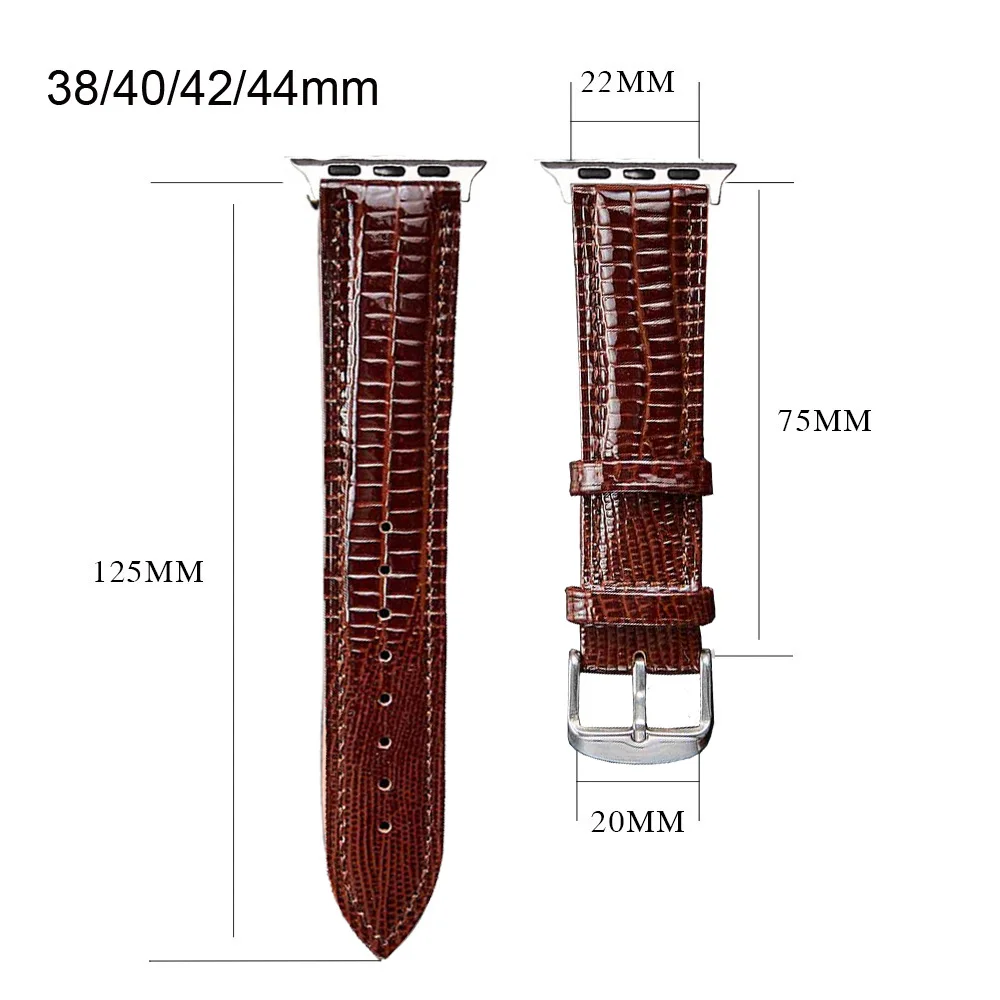 

38mm 42mm 40mm 44mm Lizard Texture Leather Band For Apple Series 6 5 4 3 2 1 SE Leather Watchband iWatch Strap