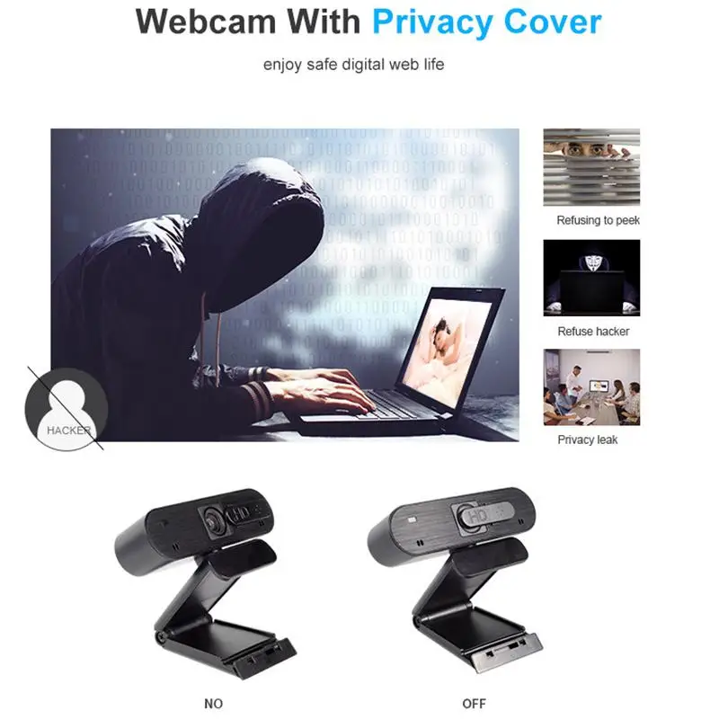 

BEESCLOVER HD 1080P Computer Webcam Built-in Microphone Computer Camera Auto Focus Web Camera with Lid