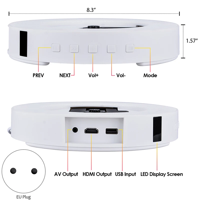 Портативный настенный Bluetooth dvd-плеер USB светодиодный дисплей HiFi динамик o с