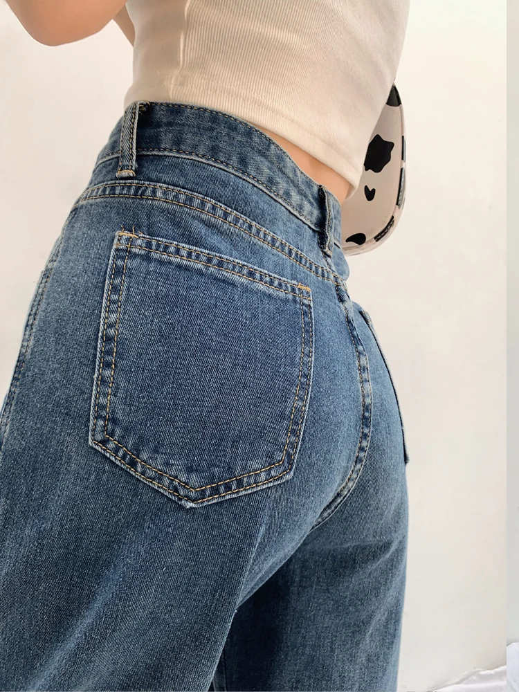 

Ripped jeans women's spring and summer 2021 new loose, straight, thin, high-waisted, wide-legged trousers