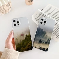 travel mountain forest cloud clear phone case for iphone 13 12 mini 11 pro max xs max x xr 7 8 plus se 2020 transparent cover