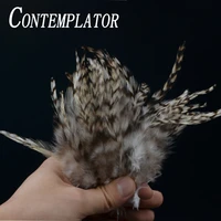 contemplator 40pcspack dry fly rooster saddles softwebby hackle 3 5 2styles striped grizzly rooster fly tying feathers